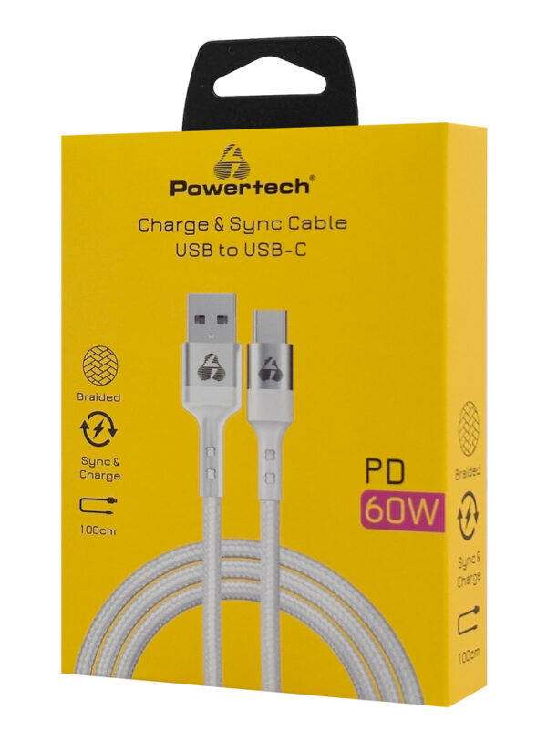 POWERTECH καλώδιο USB-C σε USB PTR-0160, 60W, 480Mbps, 1m, λευκό - Image 2
