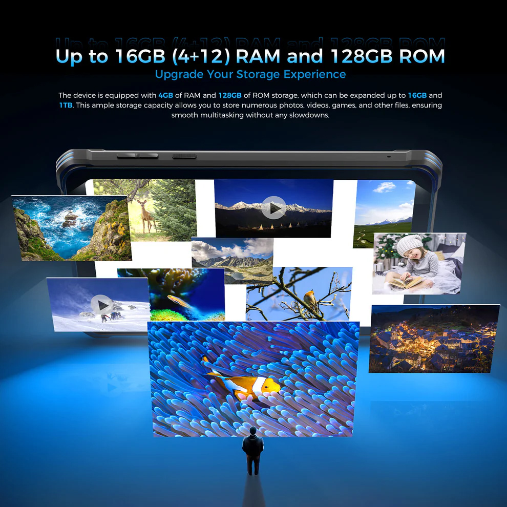 OUKITEL tablet RT3 Plus, 8", 4/128GB, 4G, 11000mAh, IP68/IP69K, μαύρο - Image 3