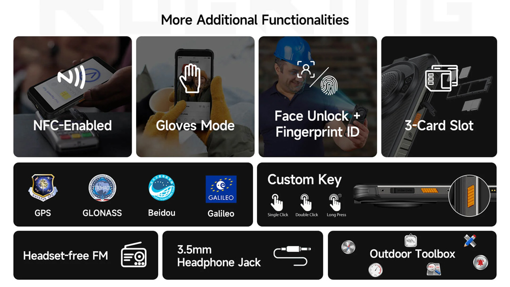 ULEFONE smartphone RugKing με ηχείο 3.5W, 5.99", 8/256GB, 9600mAh, IP68/IP69K, μαύρο - Image 7