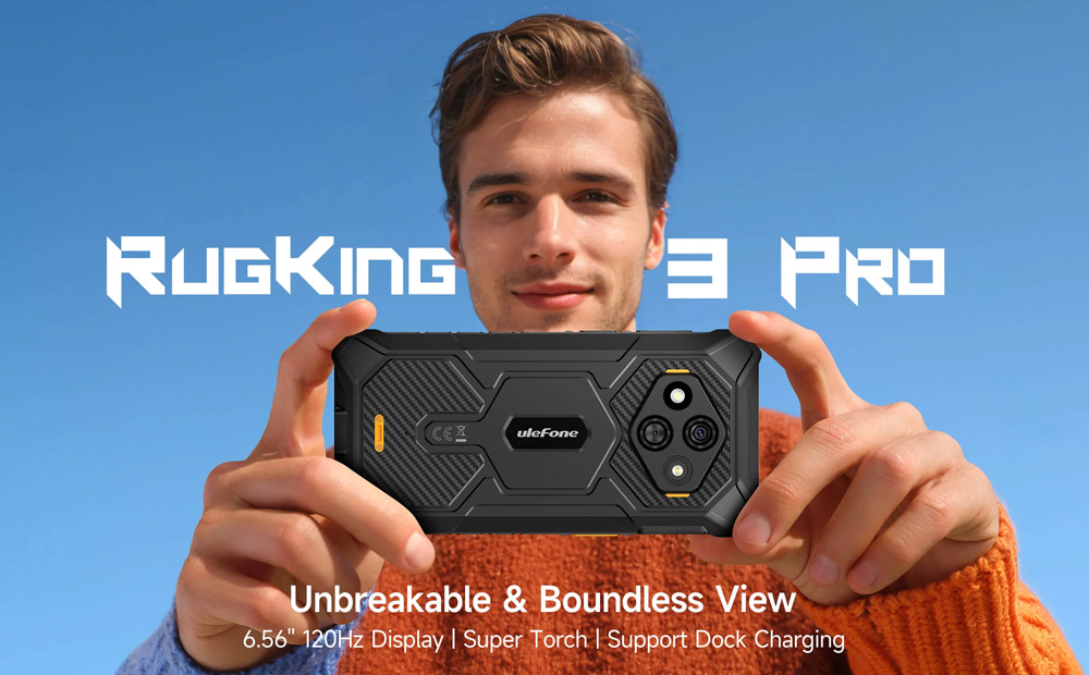 ULEFONE smartphone RugKing 3 Pro, 6.56", 8/128GB, 5700mAh, IP68/IP69K, μαύρο - Image 2