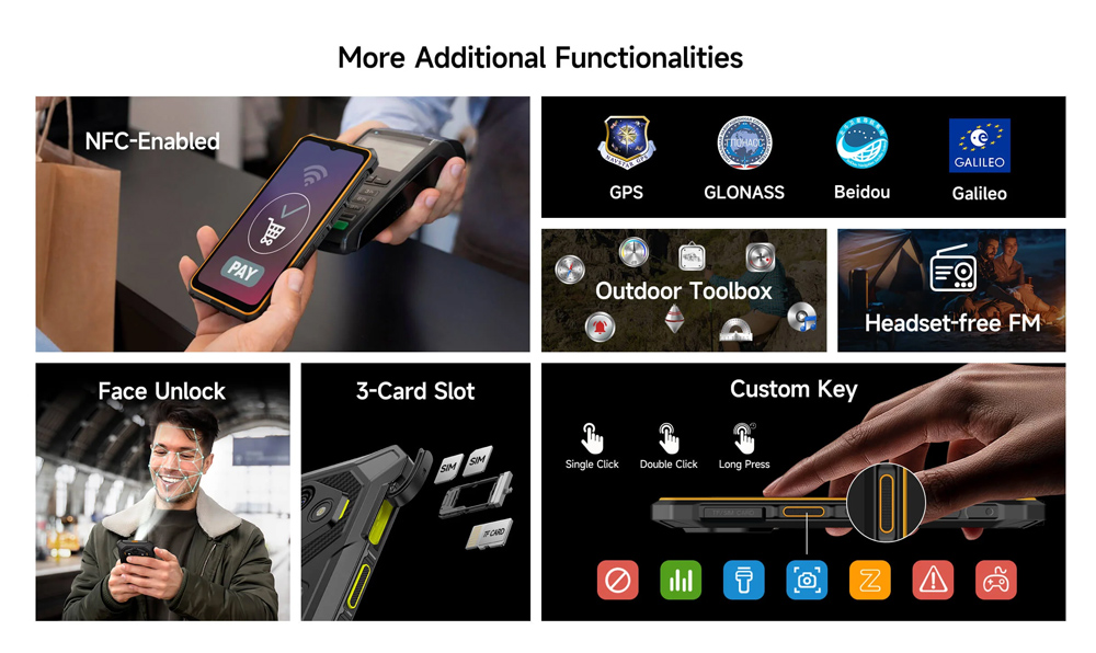 ULEFONE smartphone RugKing 3 Pro, 6.56", 8/128GB, 5700mAh, IP68/IP69K, μαύρο - Image 6