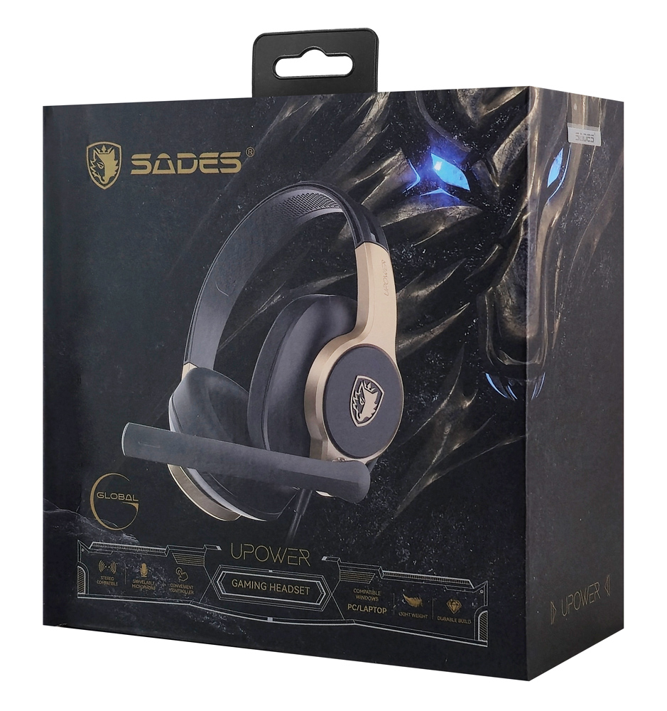 SADES gaming headset UPOWER, 3.5mm σύνδεση, 40mm, μαύρο/χρυσό - Image 7