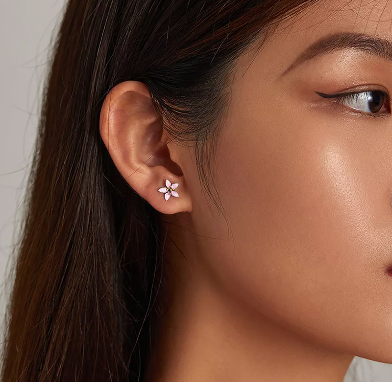 BAMOER σκουλαρίκια καρφωτά λουλούδι SCE1273, ασήμι 925, ασημί - Image 4