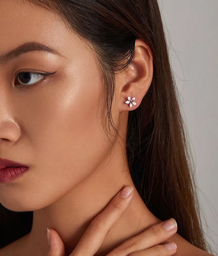 BAMOER σκουλαρίκια καρφωτά λουλούδι SCE1273, ασήμι 925, ασημί - Image 2