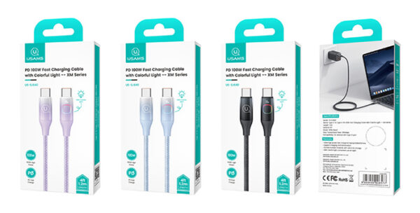 USAMS καλώδιο USB-C σε USB-C US-SJ640, 100W PD, 1.2m, μαύρο - Image 4