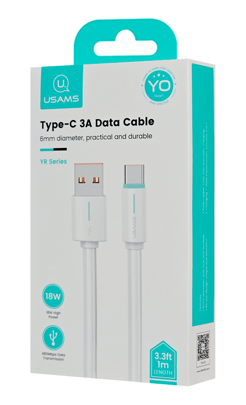 USAMS καλώδιο USB-C σε USB US-SJ732, 18W, 480Mbps, 1m, λευκό - Image 4