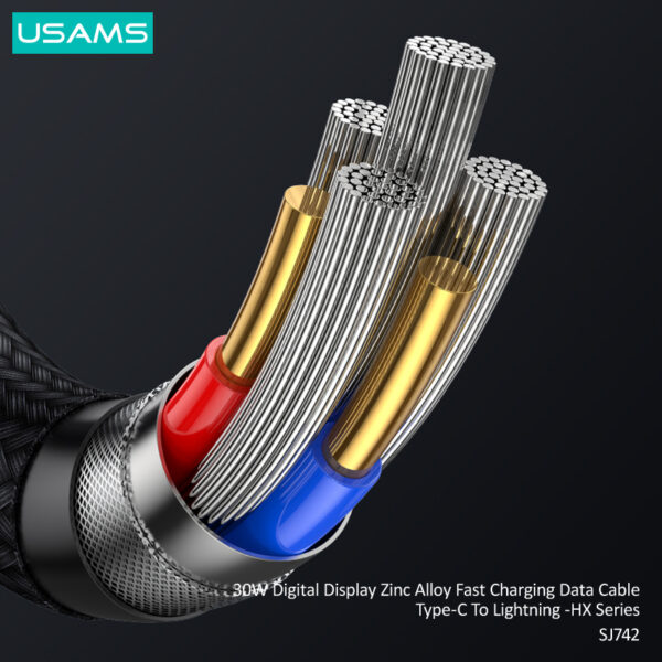 USAMS καλώδιο Lightning σε USB-C SJ741, 30W, 480Mbps, 1.2m, λευκό - Image 4