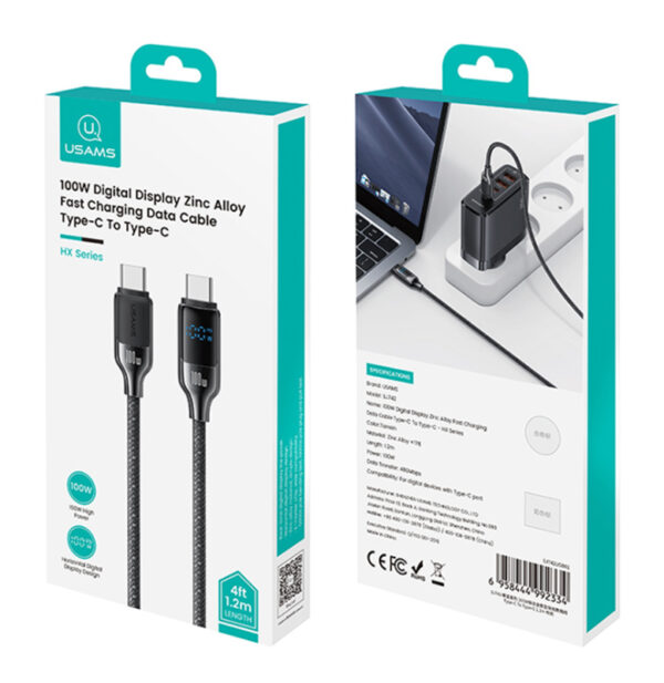 USAMS καλώδιο USB-C SJ742, 100W, 480Mbps, 1.2m, μαύρο - Image 5