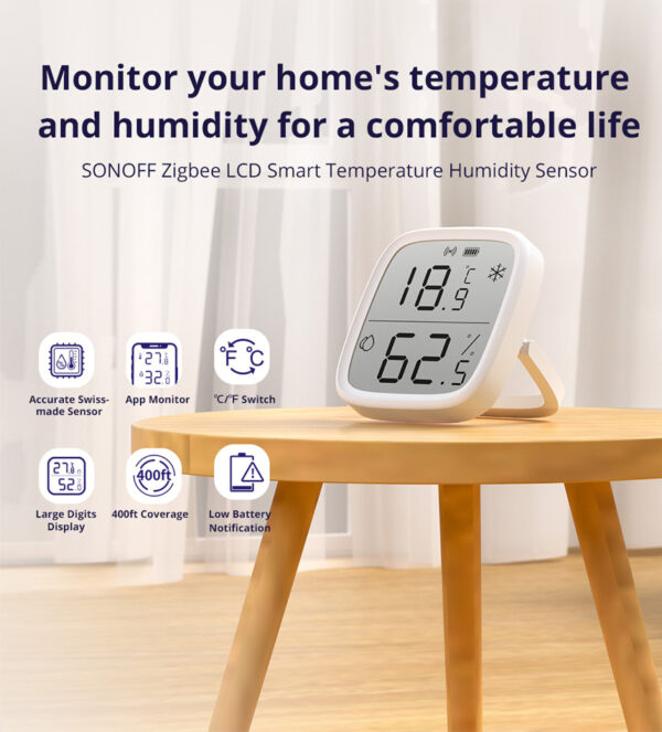 SONOFF smart smart θερμόμετρο & υγρασιόμετρο SNZB-02D, LCD, ZigBee - Image 3