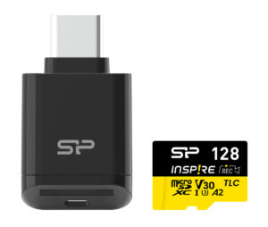 SILICON POWER κάρτα μνήμης microSDXC Inspire με card reader, 128GB, C10 UHS-I U3 V30 A2