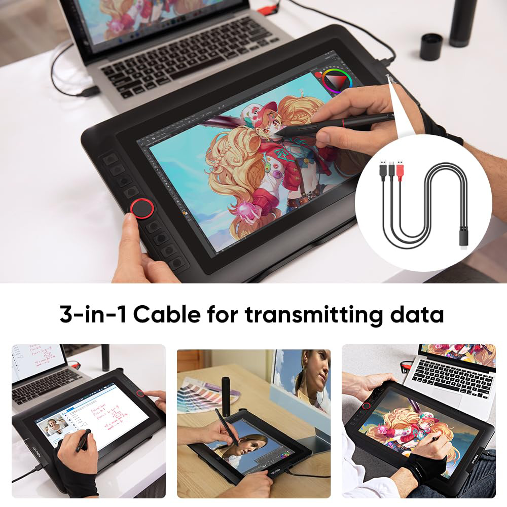 XP-PEN HDMI σε USB-C & 2x USB SPE40 για ταμπλέτα σχεδίασης, 1.5m, μαύρο - Image 2