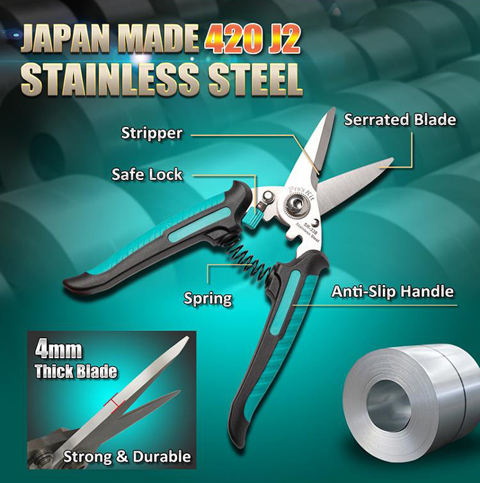 PROSKIT ψαλίδι SR-338 με αντιολισθητικές λαβές, 185mm - Image 3