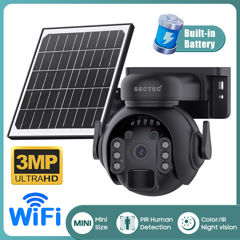 SECTEC smart ηλιακή κάμερα ST-515C-3M-5W-BK, 3MP, WiFi, SD, PTZ, IP65 - Image 2
