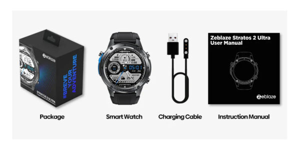 ZEBLAZE smartwatch Stratos 2 Ultra, heart rate, 1.43" AMOLED, GPS, MIL-STD-810H, μαύρο - Image 4