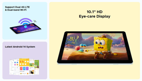 DOOGEE tablet T10W, 10.1", 4/128GB, 4G, Android 14, 8000mAh, μπλε - Image 2