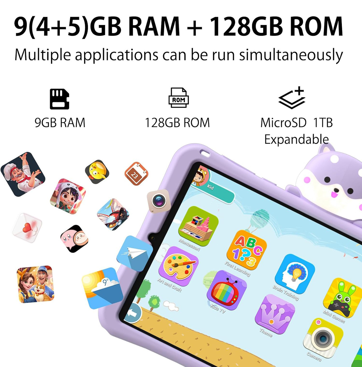 DOOGEE tablet T20 Mini Kids, 8.4", 4/128GB, 4G, Android 13, 5060mAh, μωβ - Image 3