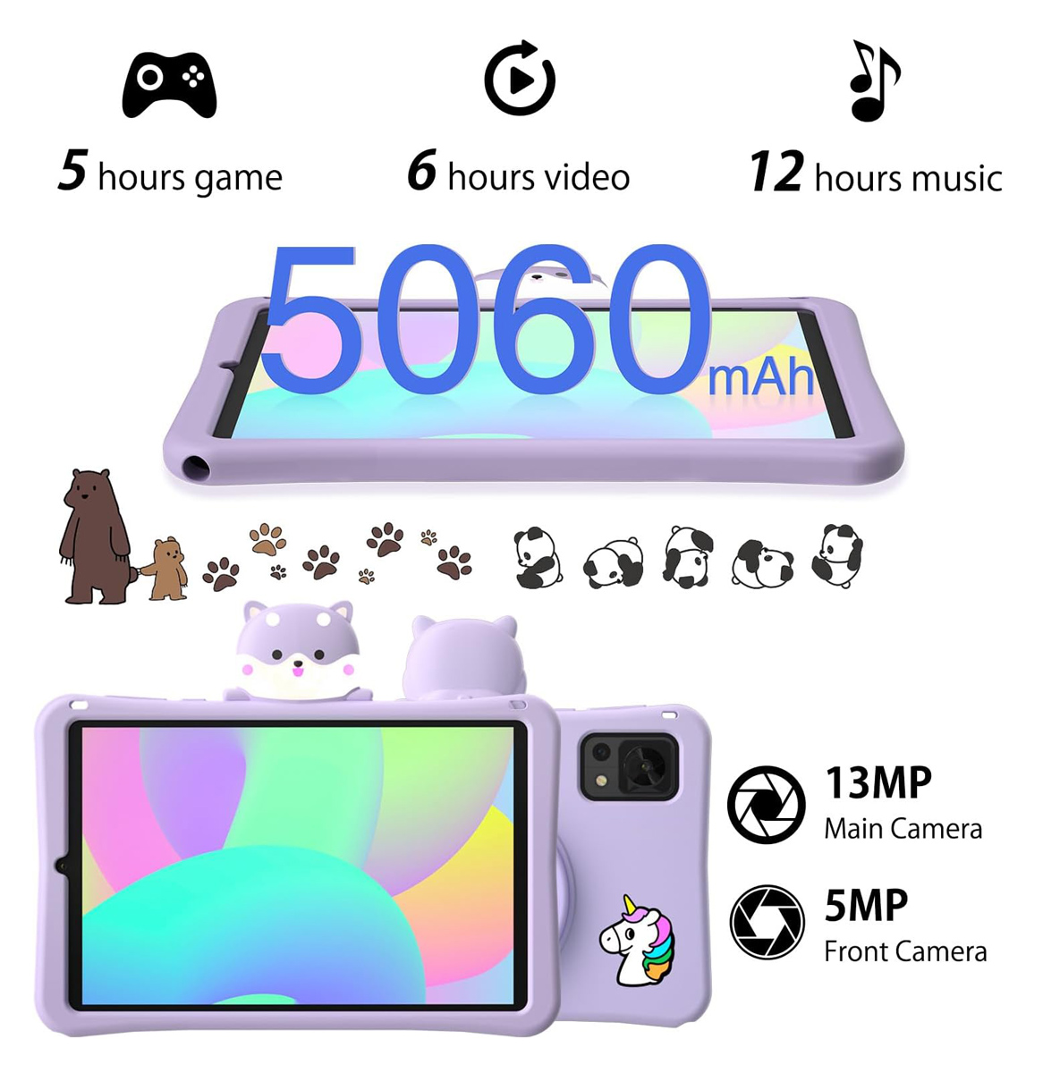 DOOGEE tablet T20 Mini Kids, 8.4", 4/128GB, 4G, Android 13, 5060mAh, μωβ - Image 4