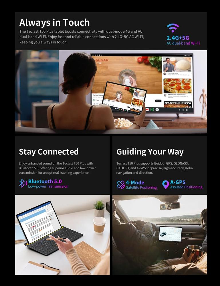 TECLAST tablet T50 Plus 2025, 11", 8/256GB, 4G, Android 15, 8000mAh, γκρι - Image 5