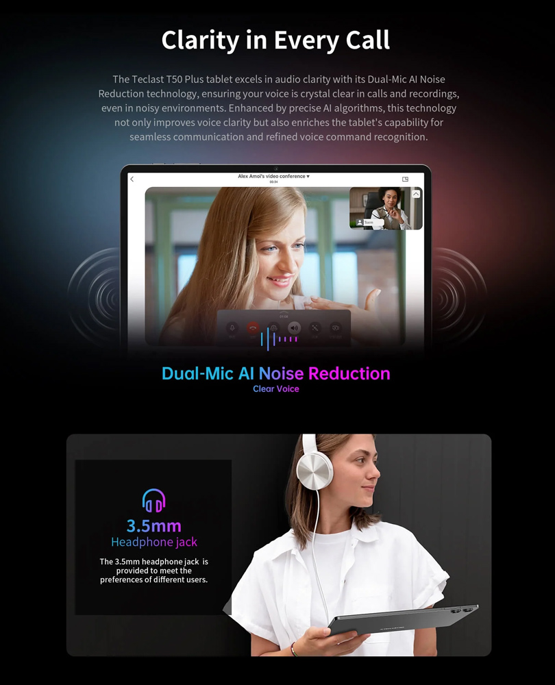 TECLAST tablet T50 Plus 2025, 11", 8/256GB, 4G, Android 15, 8000mAh, γκρι - Image 7