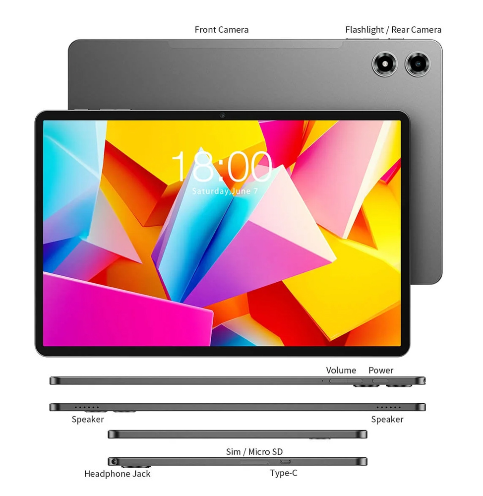 TECLAST tablet T50 Plus 2025, 11", 8/256GB, 4G, Android 15, 8000mAh, γκρι - Image 9