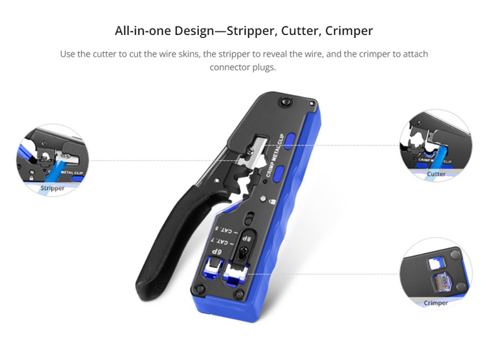 Πρέσα ακροδεκτών TOOL-0093 για καλώδια δικτύου RJ12/6P & RJ45/8P - Image 2