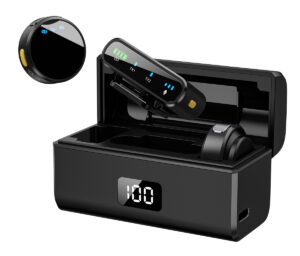 UPTECH ασύρματα μικρόφωνα UPW-M9MAX με θήκη φόρτισης, USB-C, 2.4GHz, μαύρο