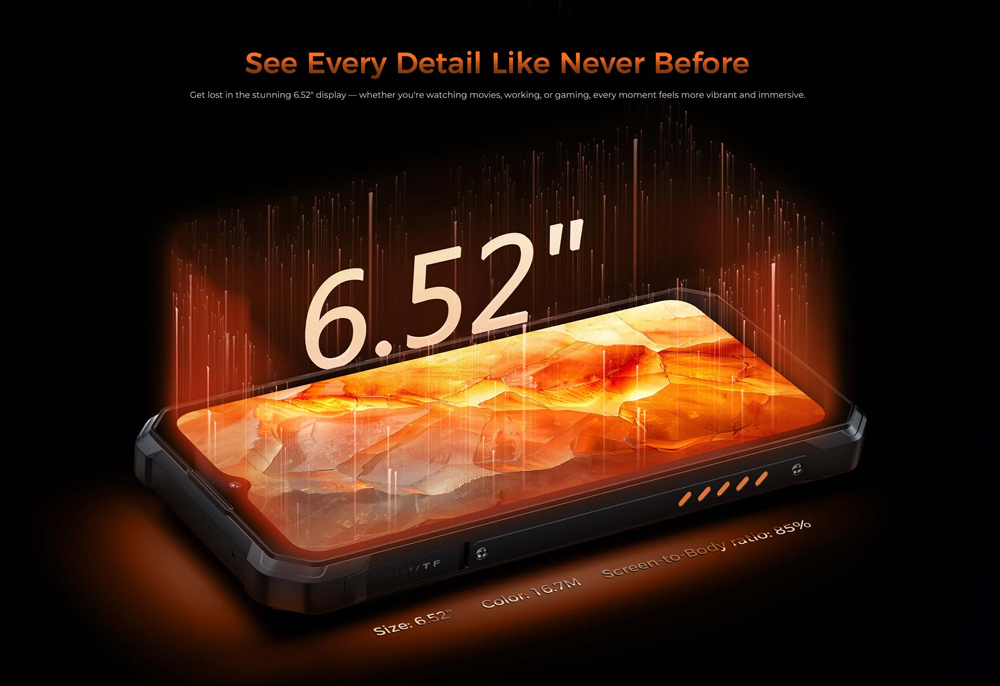 OUKITEL smartphone WP53 με ηχείο 3W, 6.52", 8/128GB, 11000mAh, IP68/IP69K/MIL-STD-810H, μαύρο - Image 3