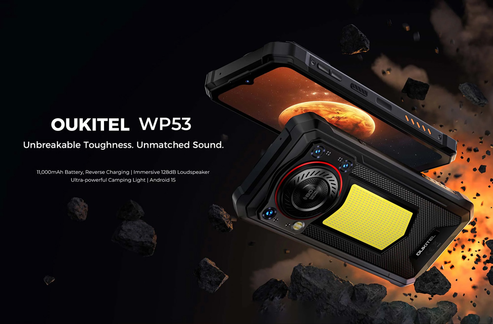 OUKITEL smartphone WP53 με ηχείο 3W, 6.52", 8/128GB, 11000mAh, IP68/IP69K/MIL-STD-810H, μαύρο - Image 8