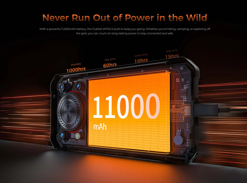 OUKITEL smartphone WP53 με ηχείο 3W, 6.52", 8/128GB, 11000mAh, IP68/IP69K/MIL-STD-810H, μαύρο - Image 14