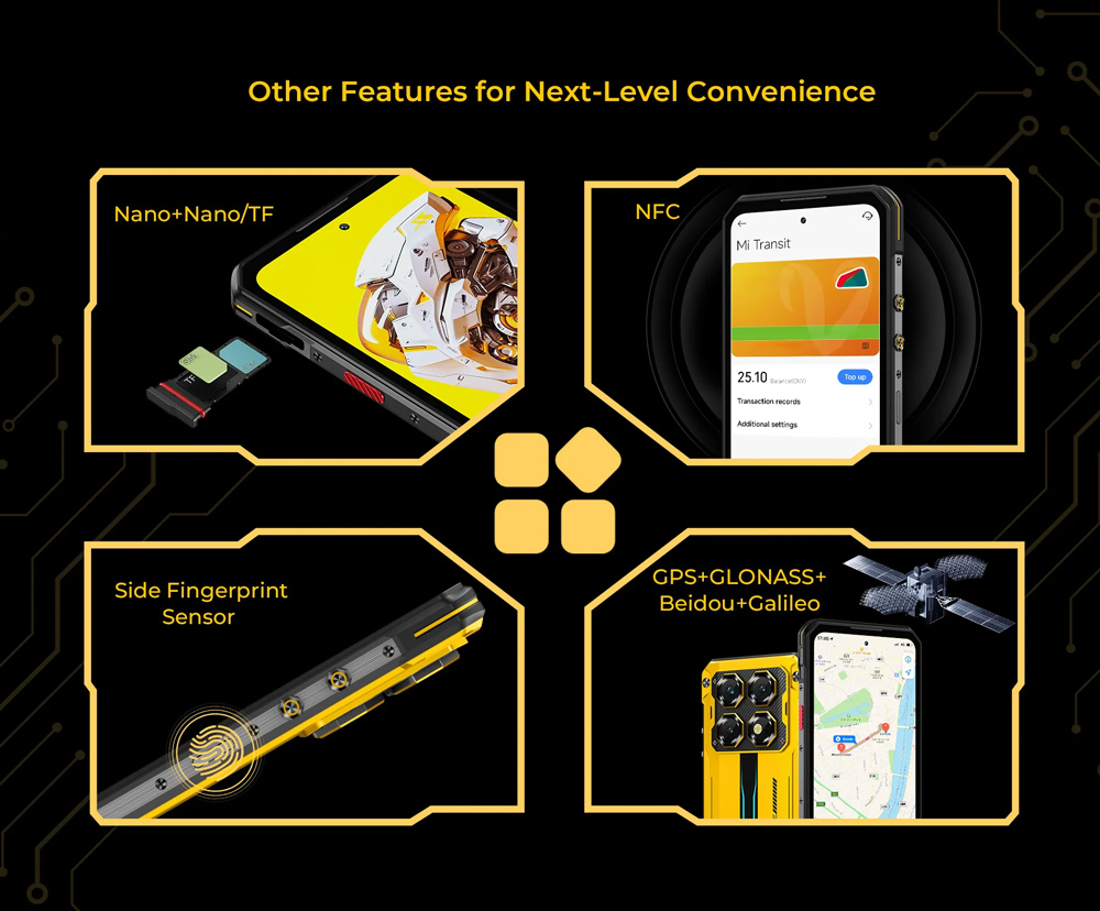 OUKITEL smartphone WP60, 7.2", 8/256GB, 5G, 10000mAh, IP68/IP69K/MIL-STD-810H, κίτρινο - Image 3