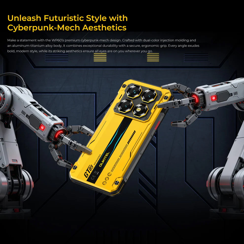 OUKITEL smartphone WP60, 7.2", 8/256GB, 5G, 10000mAh, IP68/IP69K/MIL-STD-810H, κίτρινο - Image 6