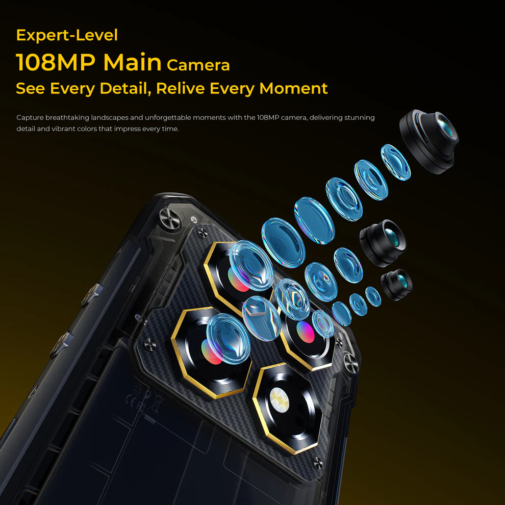 OUKITEL smartphone WP60, 7.2", 8/256GB, 5G, 10000mAh, IP68/IP69K/MIL-STD-810H, κίτρινο - Image 9