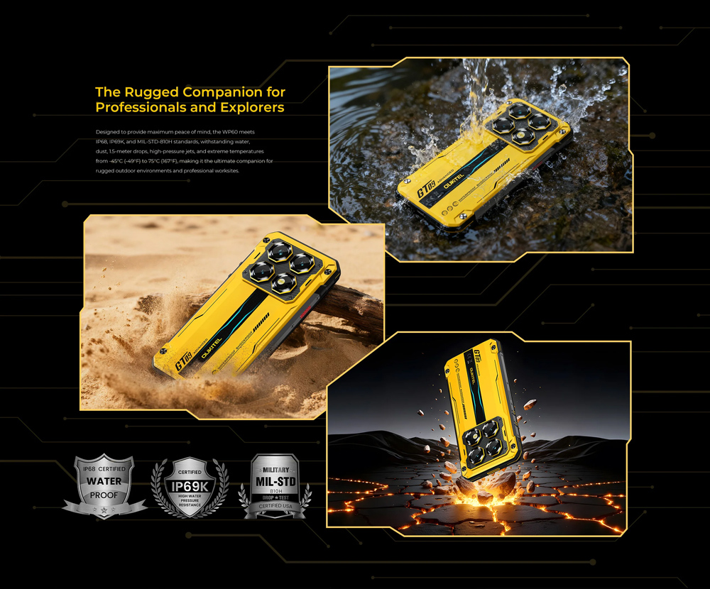 OUKITEL smartphone WP60, 7.2", 8/256GB, 5G, 10000mAh, IP68/IP69K/MIL-STD-810H, κίτρινο - Image 12