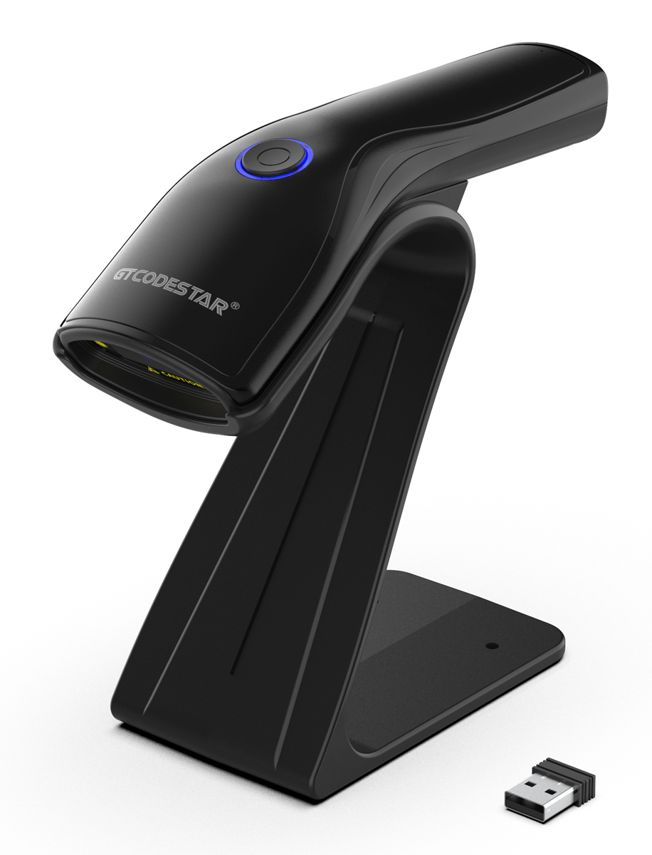 GTCODESTAR barcode scanner X-9200L με βάση, 1D & 2D, ενσύρματο & ασύρματο, Bluetooth, 800mAh, μαύρο