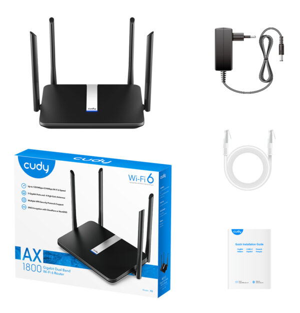 CUDY Wi-Fi 6 mesh router X6, AX1800 1800Mbps, 5x Ethernet ports - Image 4
