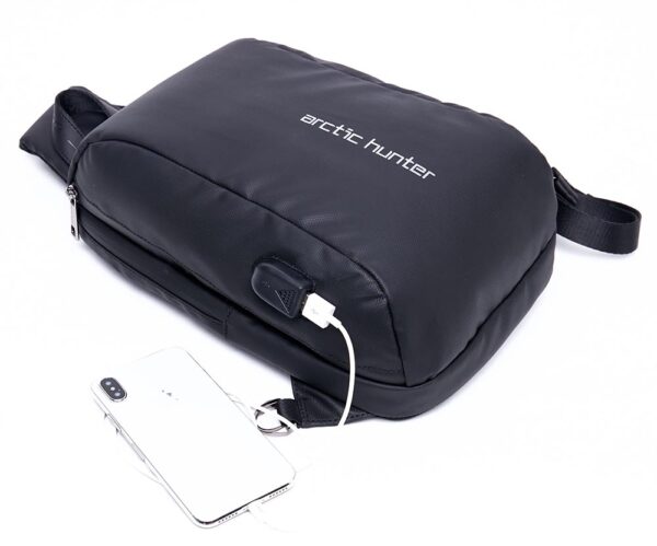 ARCTIC HUNTER τσάντα Crossbody XB-00081, USB, 6L, μαύρη - Image 3