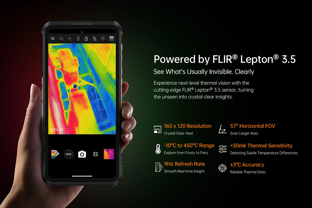 RUGONE smartphone Xever 7 Pro με θερμική εικόνα, 6.67", 12/512GB, 5G, 5550mAh, IP68/IP69K/MIL-STD-810H, μαύρο - Image 4