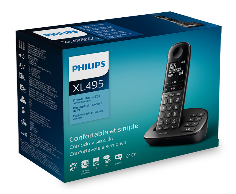 PHILIPS ασύρματο τηλέφωνο XL4951DS/34 ελληνικό μενού, τηλεφωνητής, μαύρο - Image 4