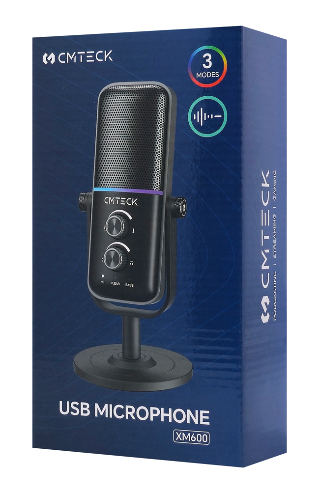 CMTECK επιτραπέζιο μικρόφωνο XM600, omnidirectional/καρδιοειδές, USB, RGB LED, μαύρο - Image 8