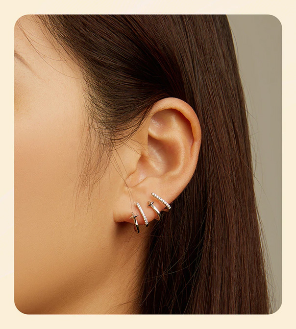 BAMOER σκουλαρίκια καρφωτά YIE223 με κυβική ζιρκόνια, ασήμι 925, ασημί - Image 4