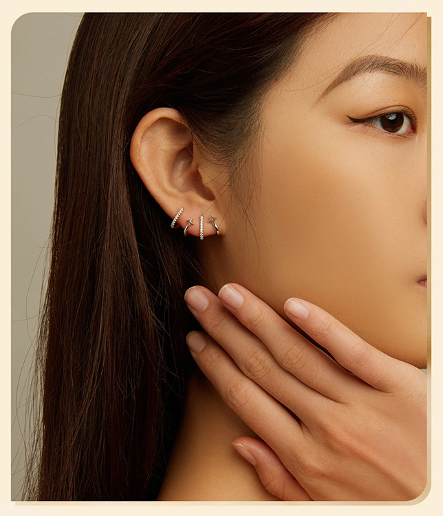 BAMOER σκουλαρίκια καρφωτά YIE223 με κυβική ζιρκόνια, ασήμι 925, ασημί - Image 2