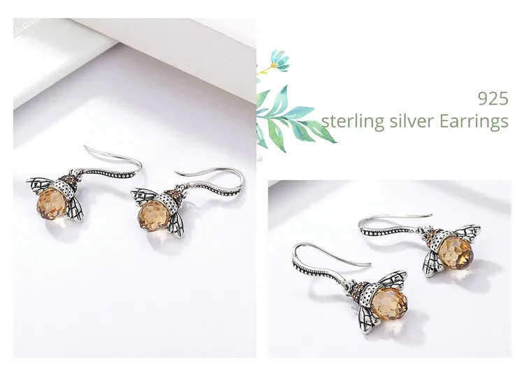 BAMOER σκουλαρίκια κρεμαστά YIE230-A, κυβική ζιρκόνια, ασήμι 925, ασημί - Image 3