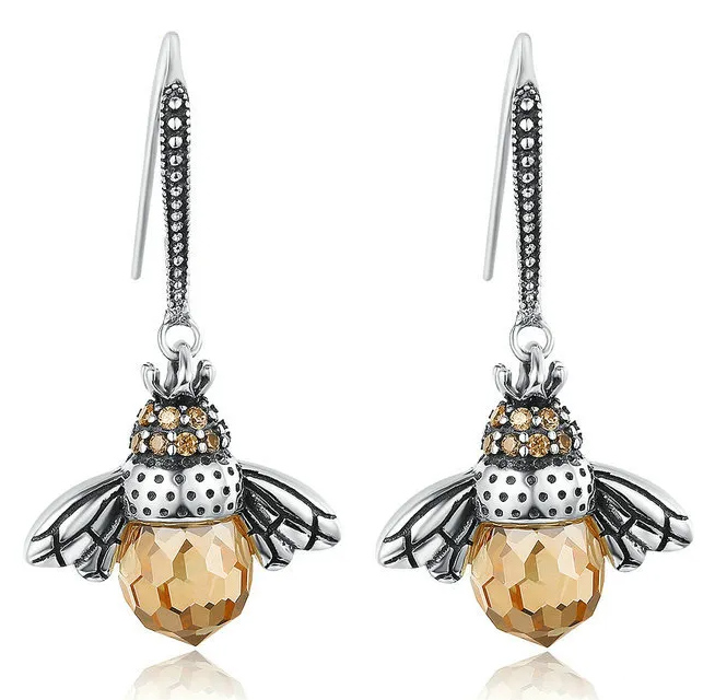 BAMOER σκουλαρίκια κρεμαστά YIE230-A, κυβική ζιρκόνια, ασήμι 925, ασημί