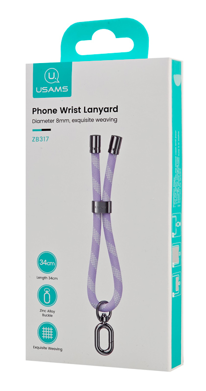 USAMS κορδόνι καρπού για κινητά ZB317, 34cm, universal, μωβ - Image 5