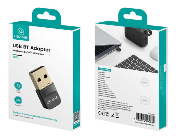 USAMS USB αντάπτορας Bluetooth 5.1 ZB321, μαύρος - Image 6