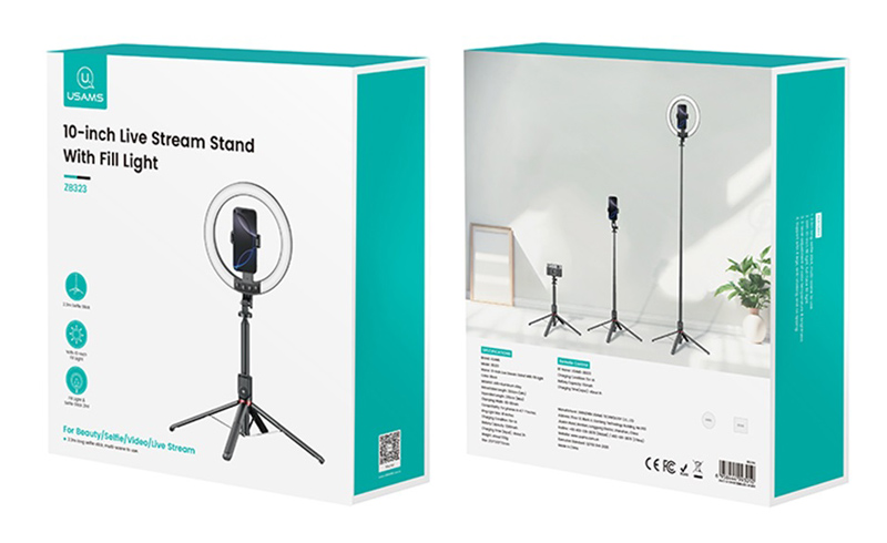 USAMS φωτιστικό δαχτυλίδι LED ZB323 με τρίποδο & βάση smartphone, μαύρο - Image 9